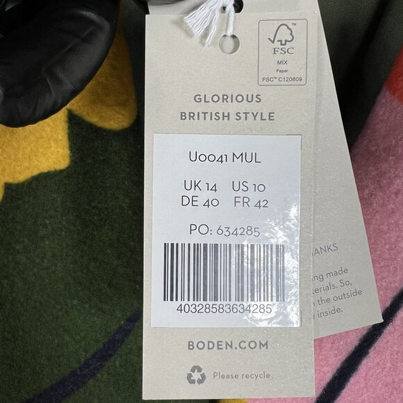 Boden Constance NWT Womens 10 Abstract Floral Wool Coat Bold Colorful Outerwear - Picture 13 of 16